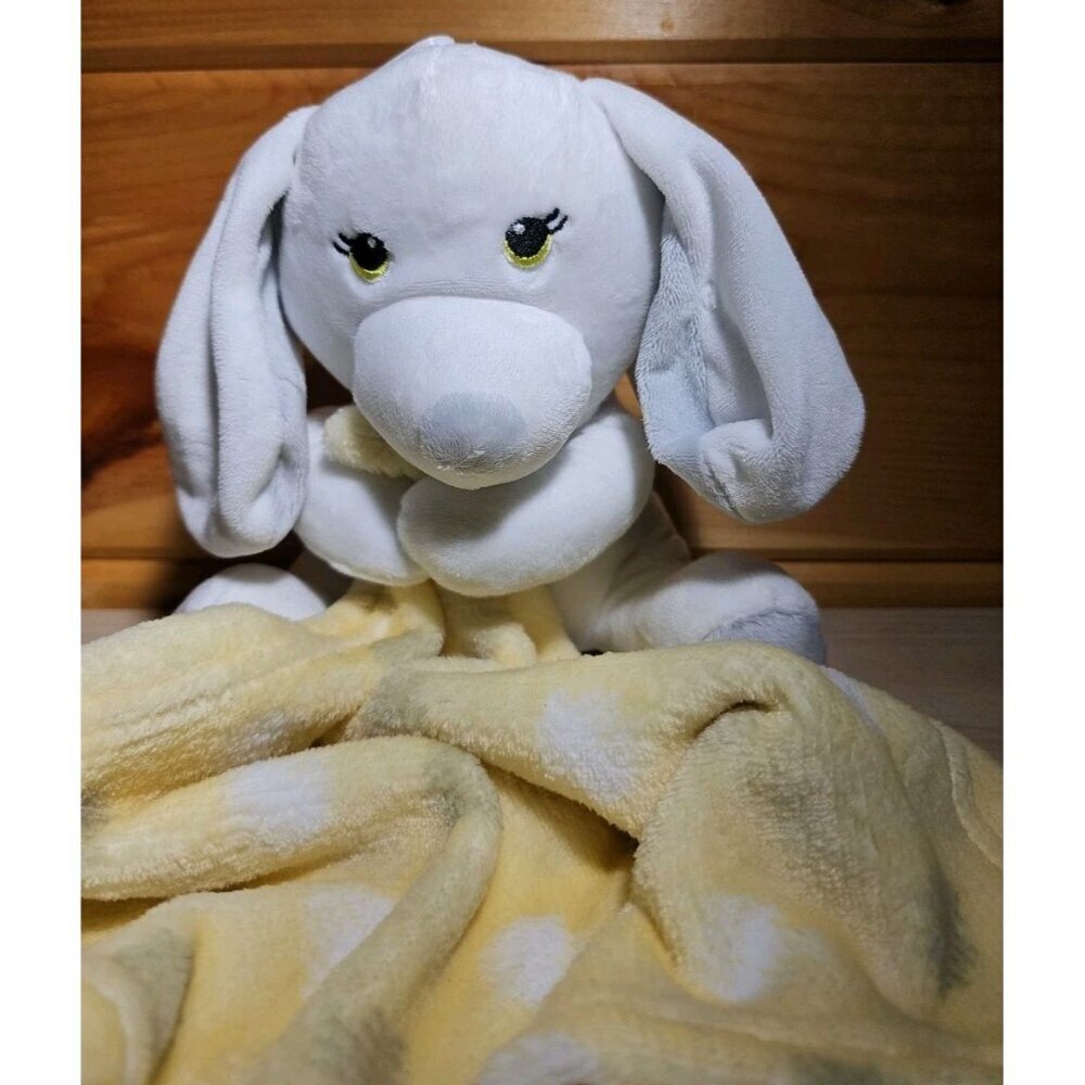Little Beginnings Lovey Puppy Dog 7 Inch Plush With Security Blanket Gray Yellow - Picture 2 of 9
